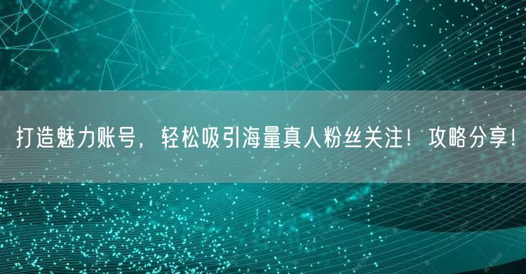 打造魅力账号，轻松吸引海量真人粉丝关注！攻略分享！