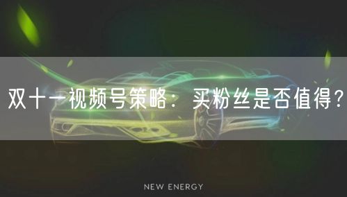 双十一视频号策略：买粉丝是否值得？